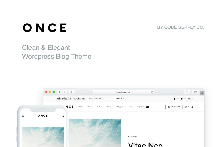 Download Once - Clean & Elegant WordPress Blog Theme Once is a modern and clean WordPress theme for modern content-based blogs and magazines.