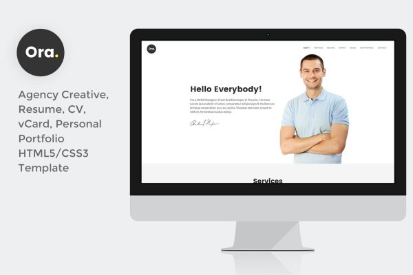 Download Ora Resume vCard Personal Portfolio HTML5 Template Resume vCard Personal free ecommerce portfolio landing page blog dashboard bootstrap animated