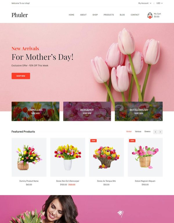 Download Phuler - Flower Shop Shopify Theme Phuler Shopify Theme offers Theme Color Options, Mega Menu with Image, Drop-down Menu