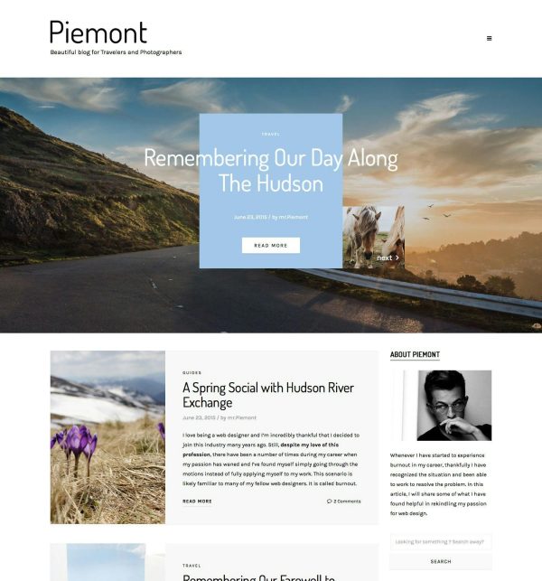 Download Piemont - Travel & Lifestyle WordPress Blog theme Perfect theme for Personal WordPress Blogging