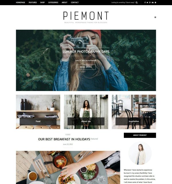 Download Piemont - Travel & Lifestyle WordPress Blog theme Perfect theme for Personal WordPress Blogging