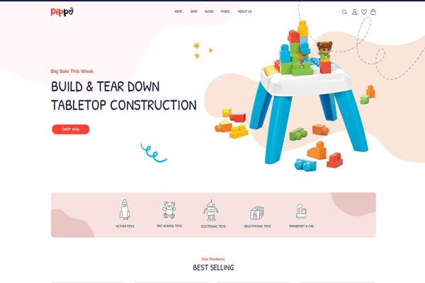Download Pippo - Kids Toys Store WooCommerce WordPress Them Powerful Theme Options, Easy Customize, WooCommerce, Elementor Page Builder, One Click Import Demo D