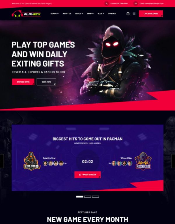 Download Playrex - eSports & Gaming WordPress Theme Playrex is coded with beautiful and clean code and the power of Elementor. Fast & Easy to Customize!