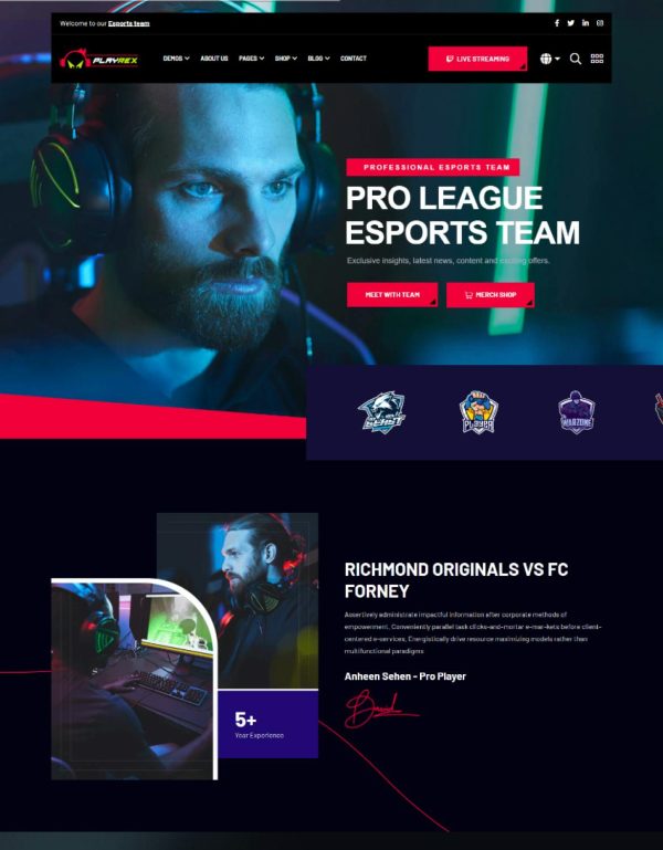 Download Playrex - eSports & Gaming WordPress Theme Playrex is coded with beautiful and clean code and the power of Elementor. Fast & Easy to Customize!