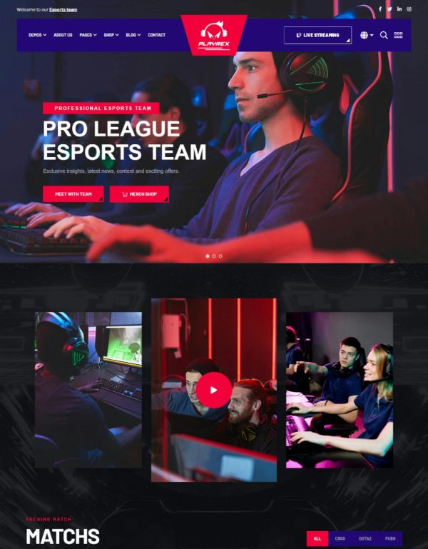 Download Playrex - eSports & Gaming WordPress Theme Playrex is coded with beautiful and clean code and the power of Elementor. Fast & Easy to Customize!