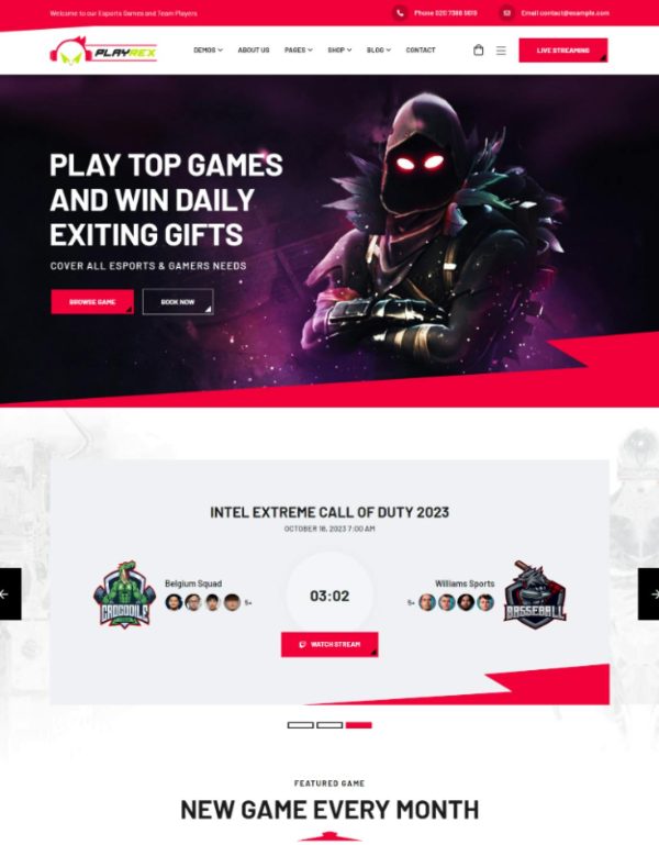 Download Playrex - eSports & Gaming WordPress Theme Playrex is coded with beautiful and clean code and the power of Elementor. Fast & Easy to Customize!