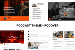 Download Podcast WordPress Theme - Podover Podover is a full toolkit designed specifically for postcasters, vlogs, and other multimedia website