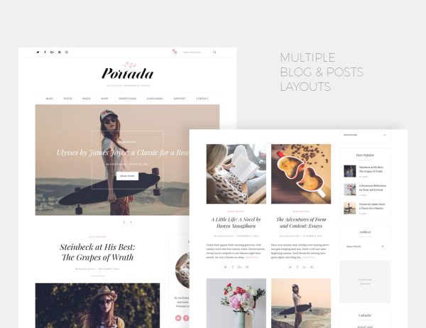 Download Portada - Elegant Blog Blogging WordPress Theme Elegant, light and aesthetic multi-demo blog WordPress Theme.