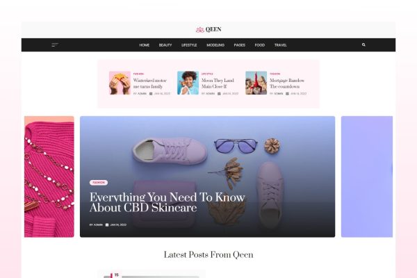 Download Qeen - Fashion Lifestyle Blog WordPress Theme Feminine Beauty, Lifestyle, Fashion, Food, Travel, Personal Magazine Blog WordPress Theme