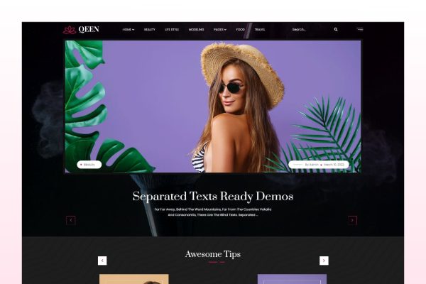 Download Qeen - Fashion Lifestyle Blog WordPress Theme Feminine Beauty, Lifestyle, Fashion, Food, Travel, Personal Magazine Blog WordPress Theme