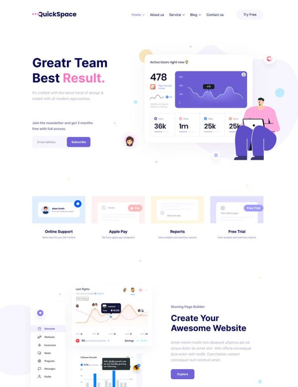 Download QuickSpace - Multipurpose agency WordPress Theme  elementor page builder, wordpress latest version, clean and responsive