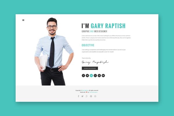 Download Raptish - Premium vCard/Resume HTML Template Vcard / Resume