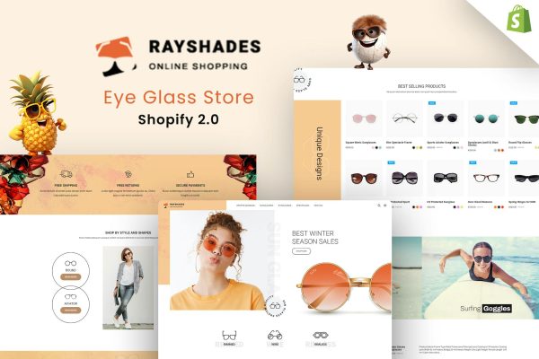 Download Rayshades - Eye Glasses Store Shopify Theme Eye Lens, Eyewear, Sun Glasses, Eyeglasses, Life Style Gadgets Shop Personal Style Accessories Theme