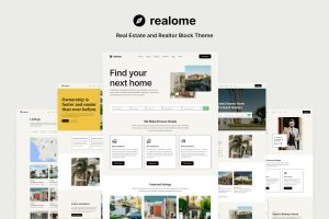 Download Realome - Real Estate and Realtor Block Theme Full site editing block theme for real estate agencies, and realtors