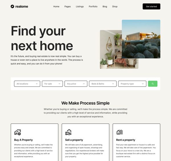 Download Realome - Real Estate and Realtor Block Theme Full site editing block theme for real estate agencies, and realtors