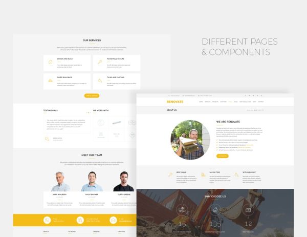 Download Renovate - Construction Renovation Template HTML Template with cost calculator tool for remodeling, construction and building business.