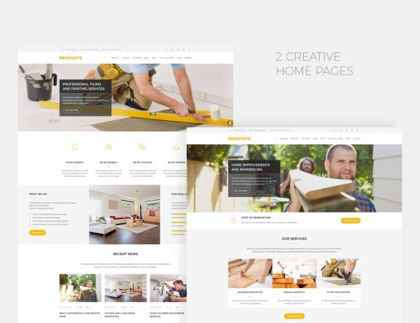 Download Renovate - Construction Renovation Template HTML Template with cost calculator tool for remodeling, construction and building business.
