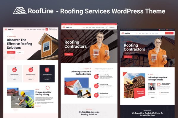 Download RoofLine - Roofing Services WordPress Theme construction, exterior, maintenance, painting, remodeling, renovation, repair service, roof repair