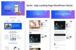 Download Sanbi - App Landing Page WordPress Theme app landing theme, app showcase, app store, app website theme, clean app landing, elementor