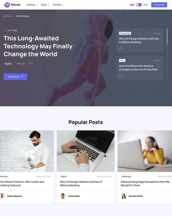 Download Silicon - Multipurpose Technology WordPress Theme 100+ flexible sections for unique layouts with Dark Mode included for all pages.