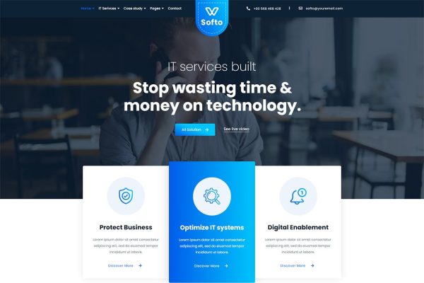 Download Softo - IT Solutions & Services WordPress Theme agency, business, company, computer repair, data, digital, innovation, innovative, it, modern, saas