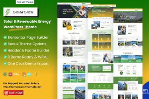 Download Solarglow - Solar & Renewable Energy WP Theme Elementor Business WordPress Theme for green energy, solar, sustainable, solar power, Renewable