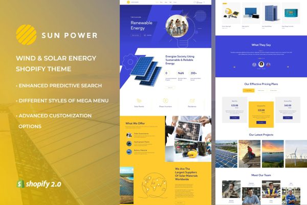 Download SunPower - Solar & Wind Energy Store Shopify Theme Solarpanel, multipurpose, manufacturer, technology, Retail, commercial, solar E-commerce shop,