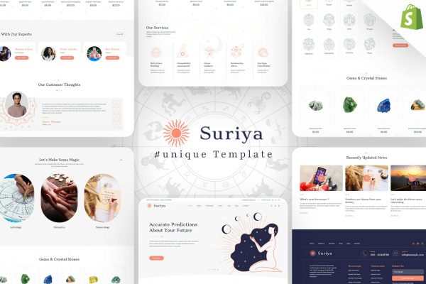 Download Suriya - Astrology, Horoscope shopify Store Astrology Books, Gems Store, Ornaments eCommerce Shop. Tools, Pendants, Charts & Magic Kits Gifts