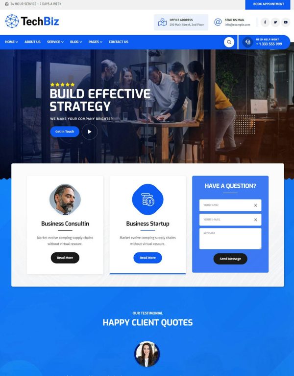 Download Techbiz - Multipurpose IT Solution Business Theme Techbiz is coded with beautiful and clean code and the power of Elementor. Fast & Easy to Customize!