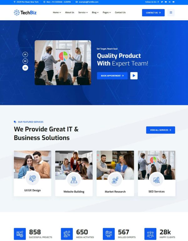 Download Techbiz - Multipurpose IT Solution Business Theme Techbiz is coded with beautiful and clean code and the power of Elementor. Fast & Easy to Customize!