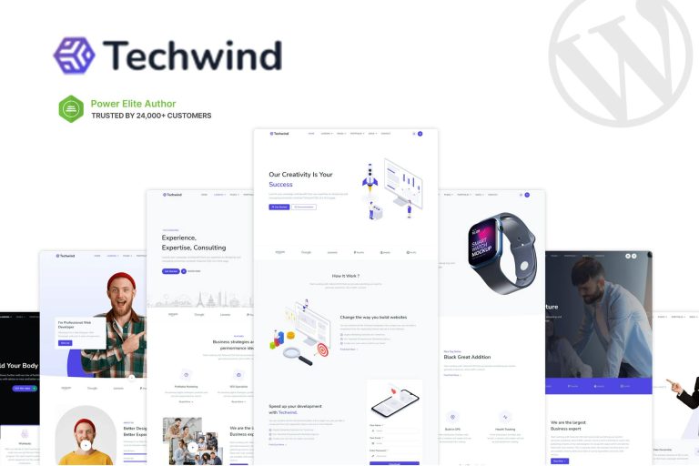 Download Techwind - Multipurpose Landing WordPress Theme Elementor Page Builder, One Click Import Demo Content, Fully Responsive