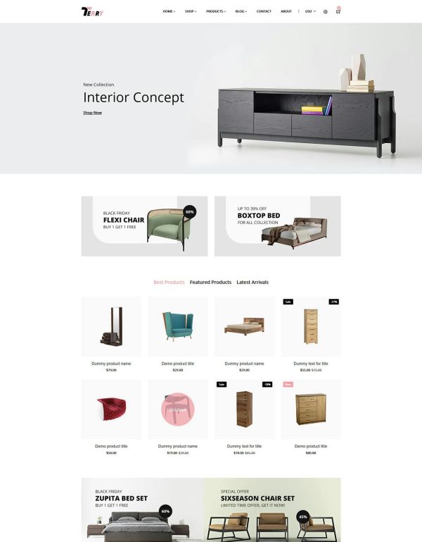 Download Terry – Furniture Shopify Theme Terry offers many clinical features which are user-friendly and easily customizable.