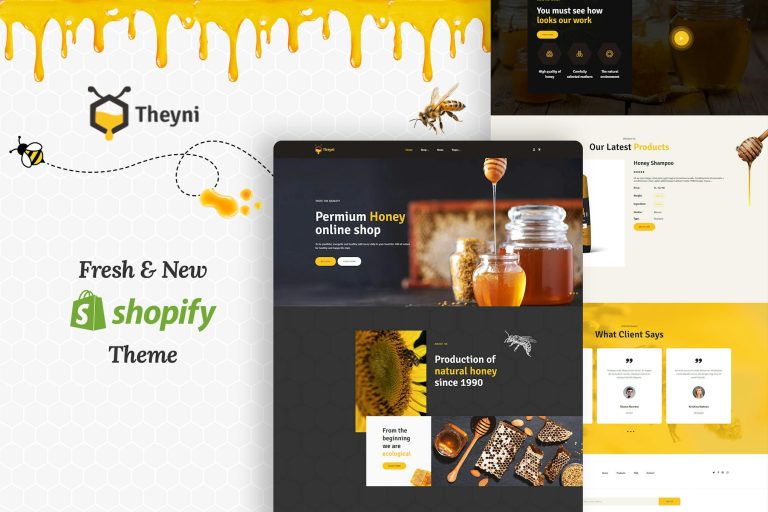 Download Theyni - Organic Food, Honey Shop Shopify Theme Honey Bee Products Shop, Food Business. Organic Farm, Healthcare Grocery Store. Agri & Eco Shop Site