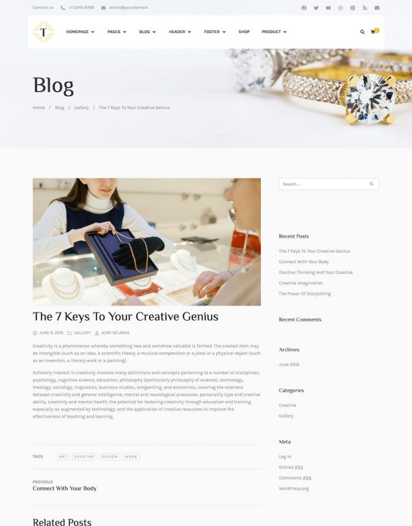 Download Tisara Jewelry WooCommerce Theme