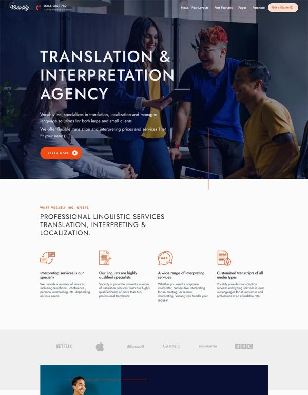 Download Vocably - Translation, Interpretation Agency Theme Highly Professional Translation, Tutoring & Interpretation Agency Theme