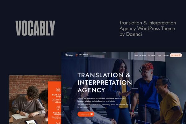 Download Vocably - Translation, Interpretation Agency Theme Highly Professional Translation, Tutoring & Interpretation Agency Theme