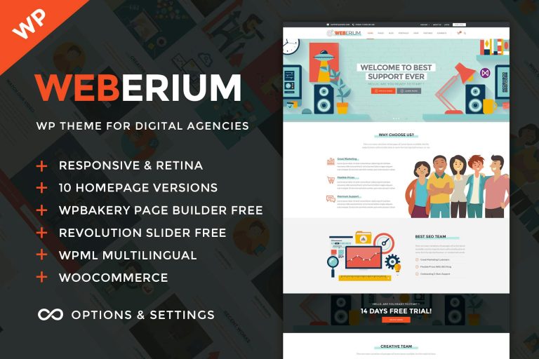 Download Weberium - Digital Agency and SEO WordPress Theme Powerful theme for startups, seo companies, digital agencies and other type of business websites