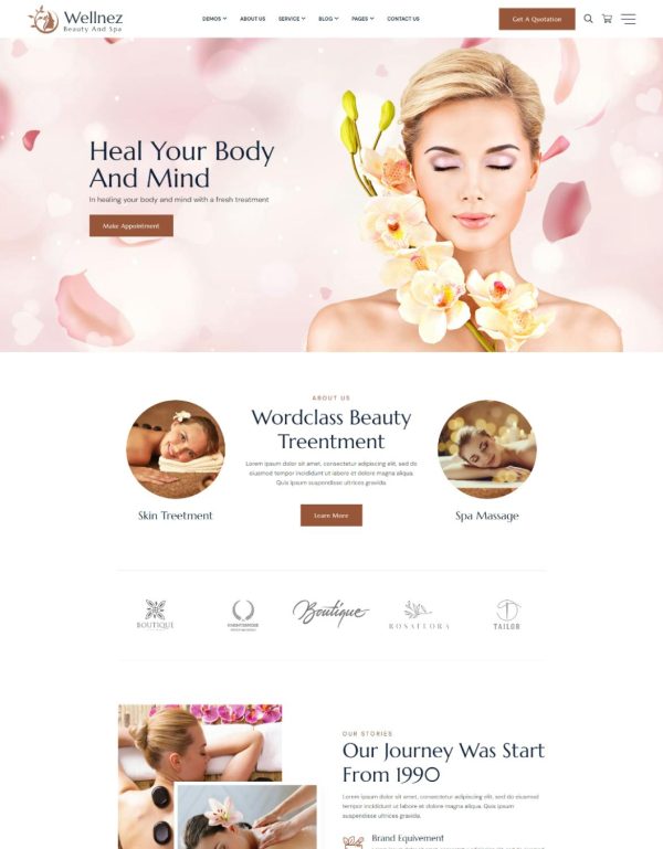 Download Wellnez – Beauty Spa Wellness WordPress Theme Wellnez is coded with beautiful and clean code and the power of Elementor. Fast & Easy to Customize!