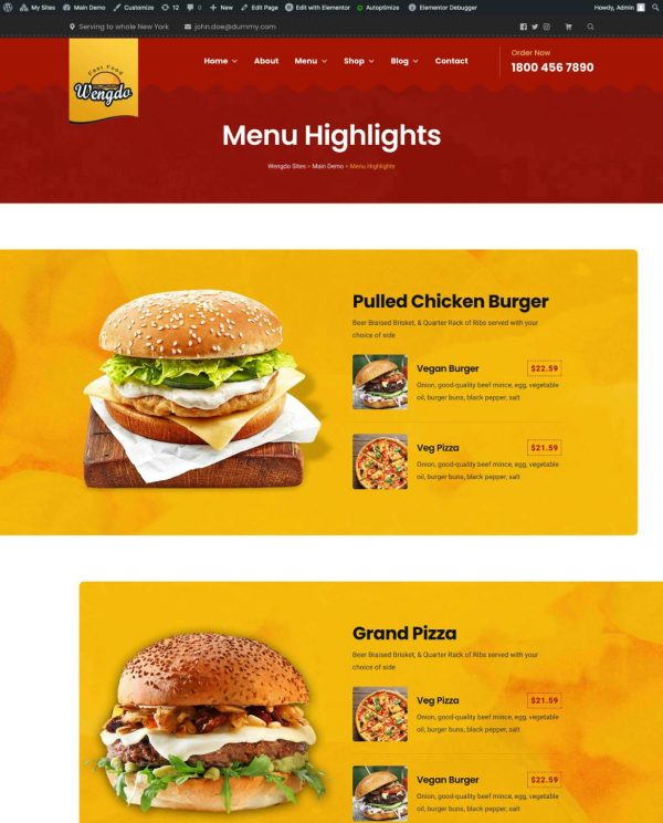 Download Wengdo - Fastfood WordPress Theme Wengdo – Fastfood WordPress Theme is designed specially for Fastfood, Burgers, Pizza website.