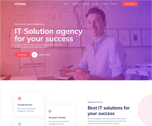 Download Xmoze - Saas Software Startup WordPress Saas Software Startup App Agency