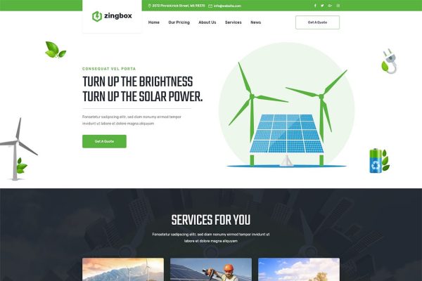 Download Zingbox – Wind & Solar Energy WordPress Theme alternative energy, bio energy, ecology, electricity, elementor free, energy, energy business, gree