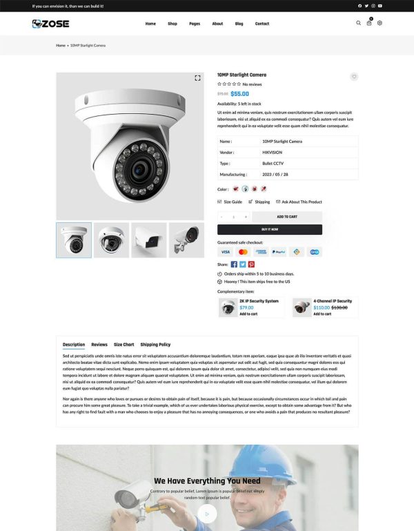 Download ZOSE - CCTV Security & Electronics Shopify Theme CCTV Security & Electronics Store Shopify Theme