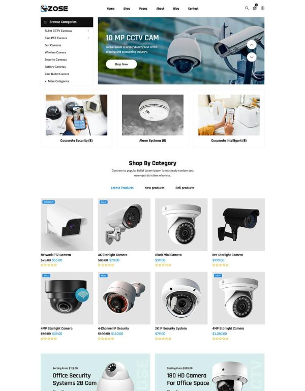 Download ZOSE - CCTV Security & Electronics Shopify Theme CCTV Security & Electronics Store Shopify Theme