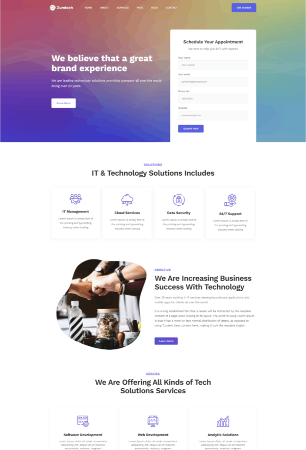 Download Zumtech IT Solutions & Technology WordPress Theme Technology, IT, Agency, Startup WordPress Theme