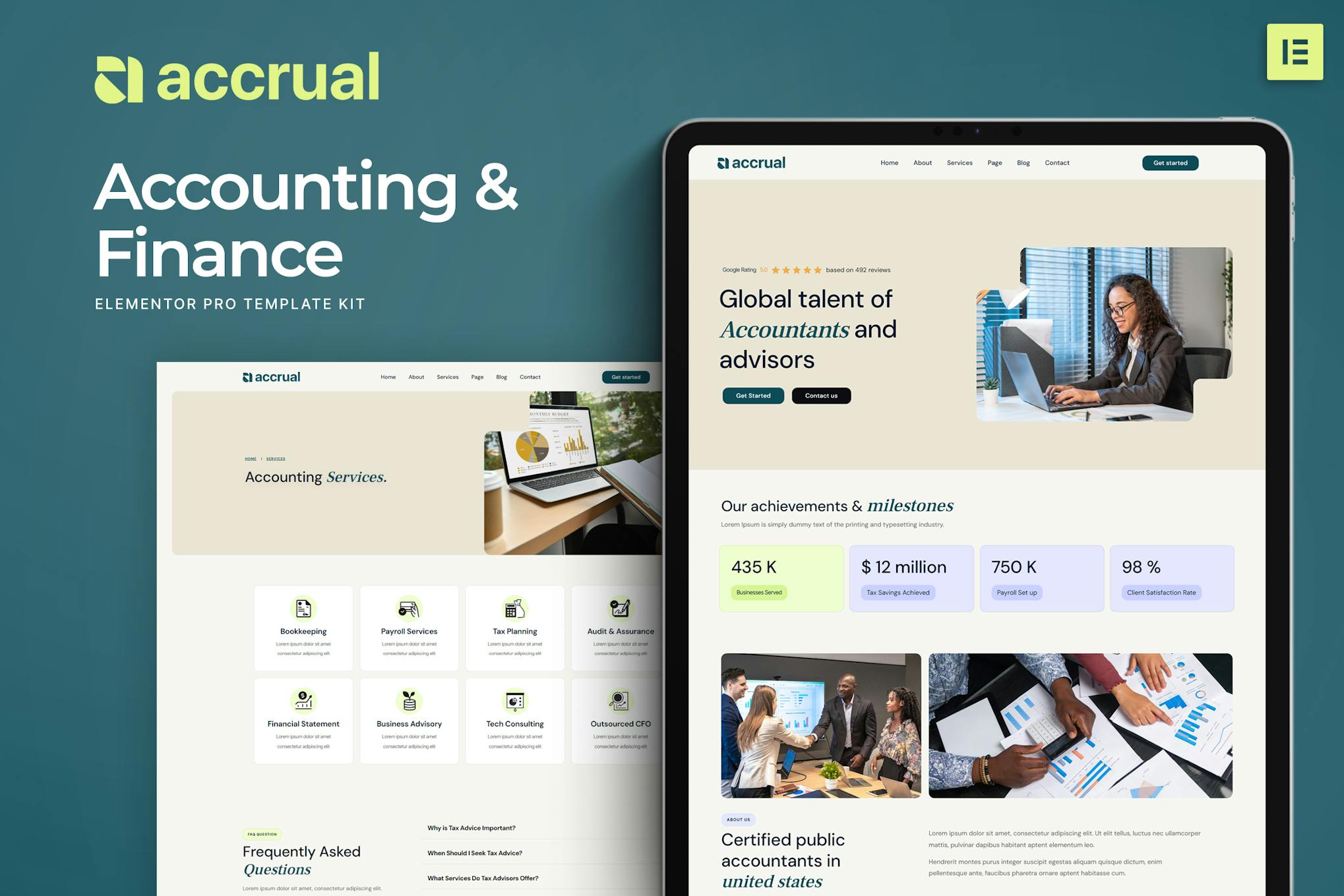 Download Accrual - Accounting & Finance Elementor Template Kit