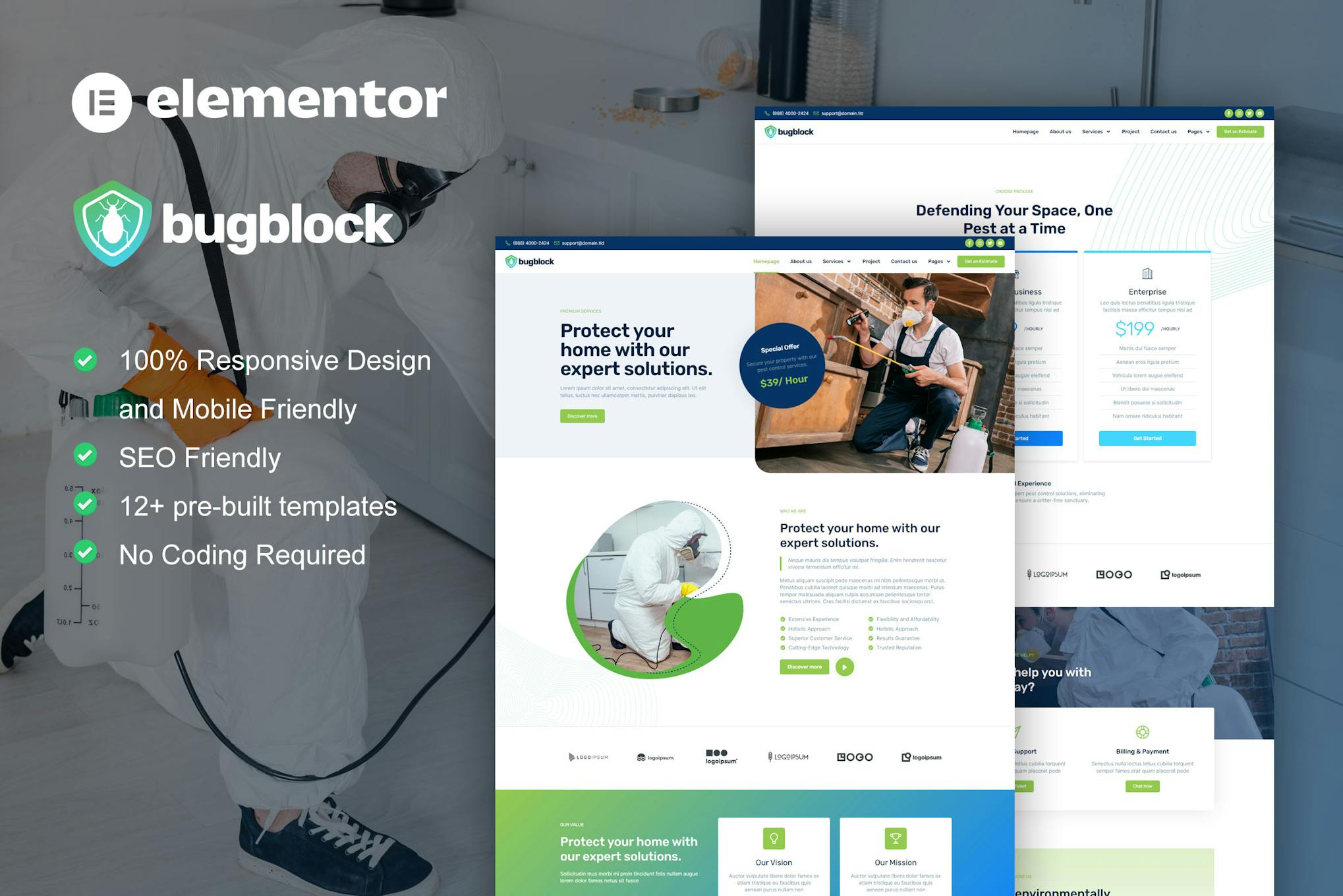 Download BugBlock - Pest Control Service Elementor Template Kit