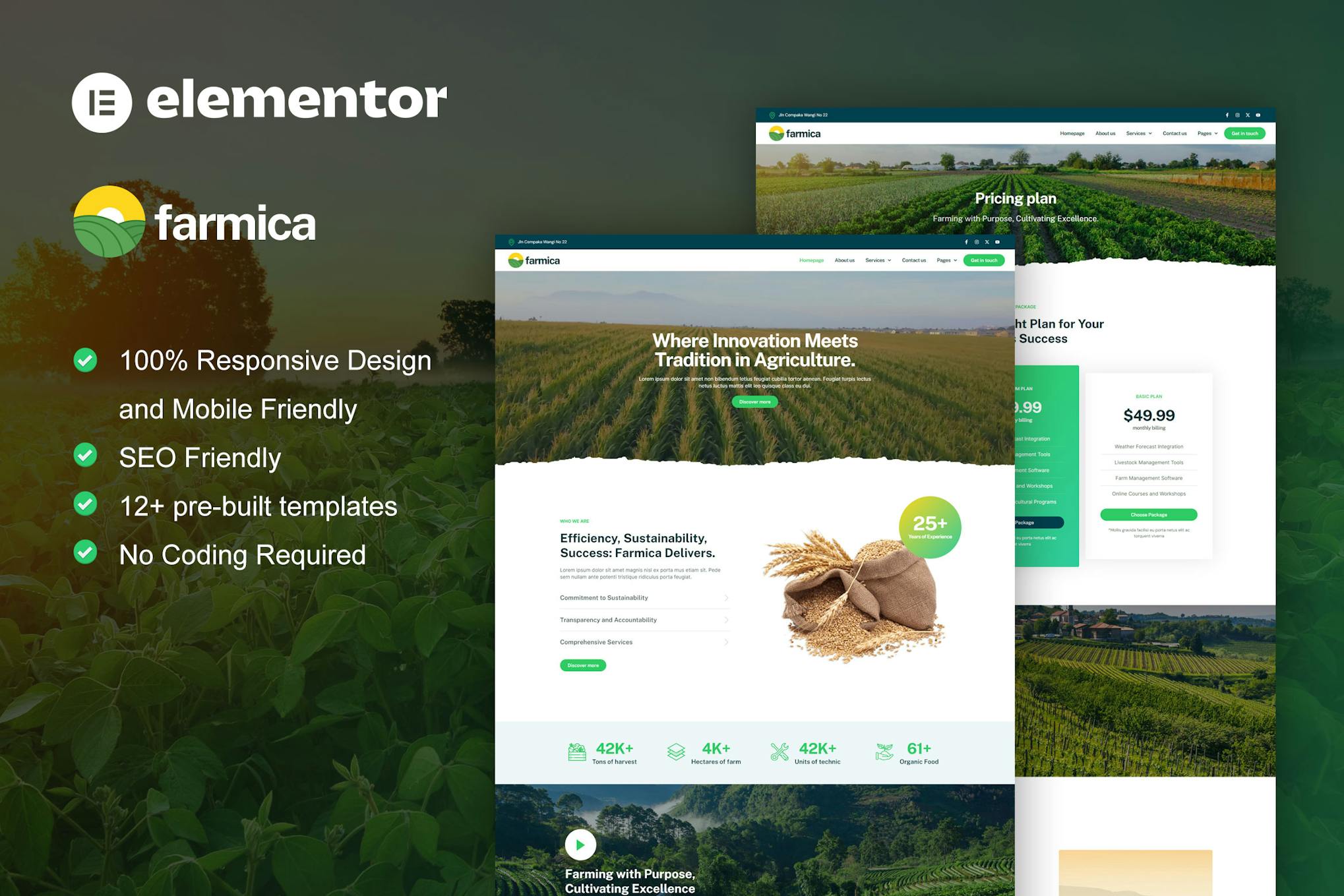Download Farmica - Agriculture & Organic Farming Elementor Pro Template Kit