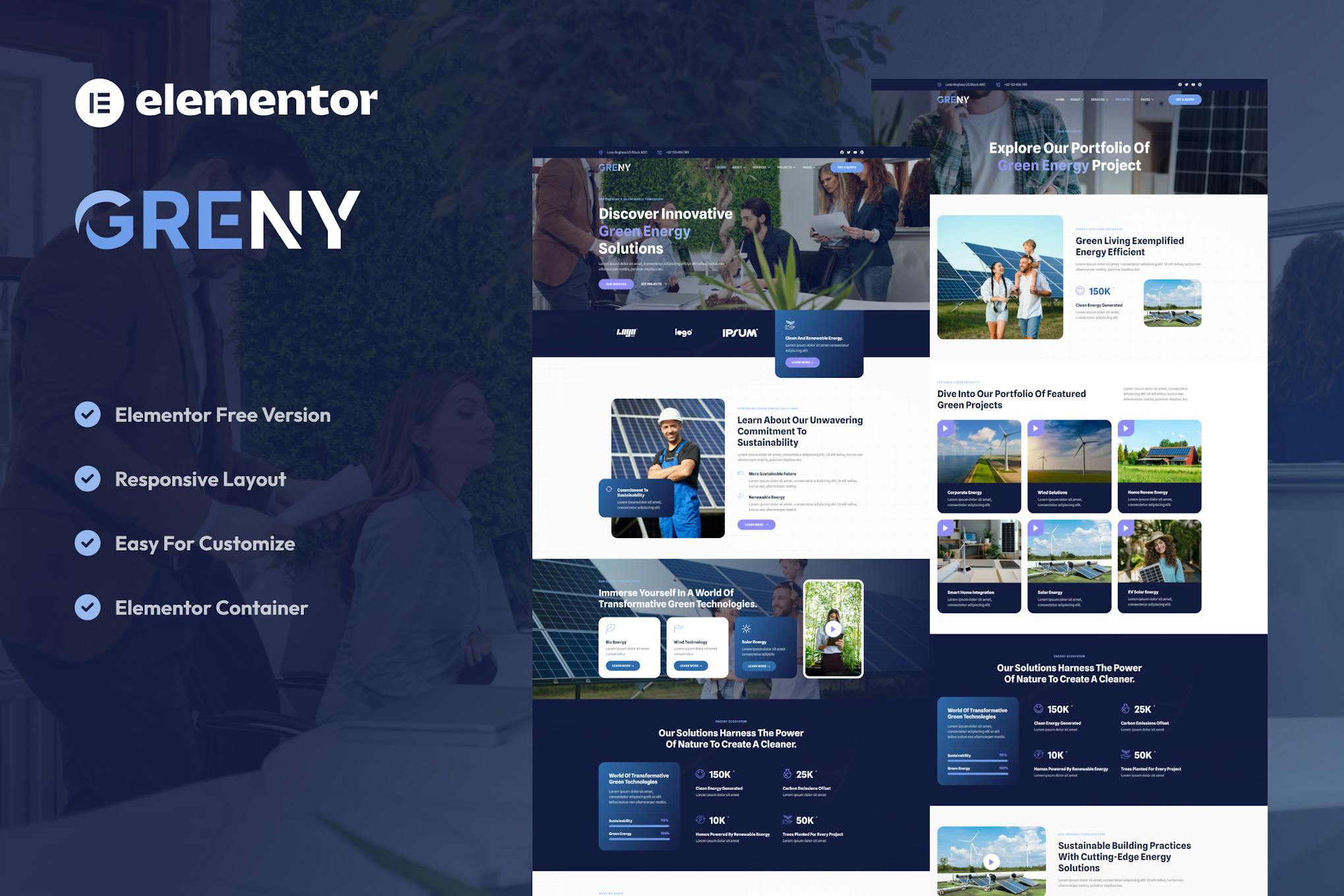 Download Greny - Solar & Renewable Energy Elementor Template Kit