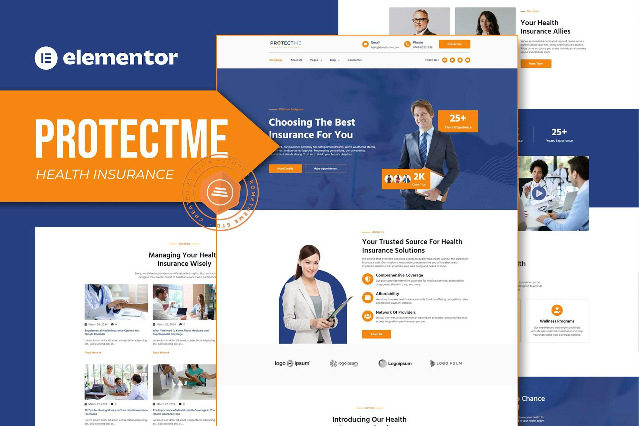 Download Protectme - Health Insurance Elementor Template Kit