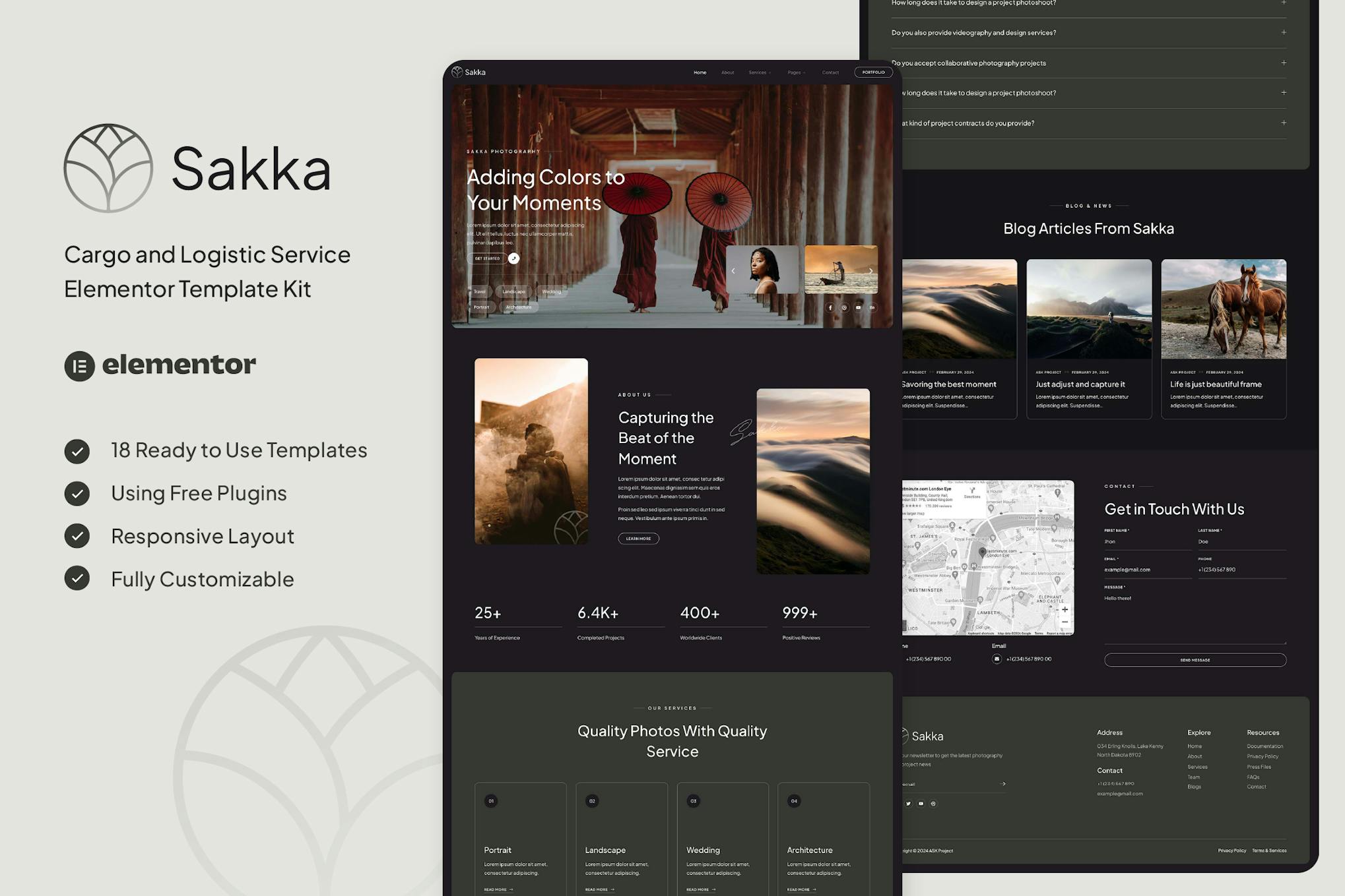 Download Sakka - Photography Service & Portfolio Elementor Template Kit